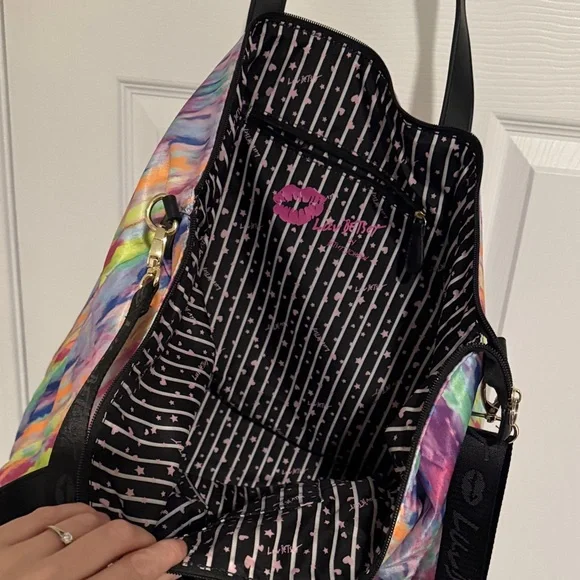 Luv Betsy Betsy Johnson Multicolor Overnight Tote with Pouch - Picture 3 of 3